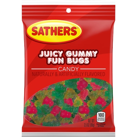 Sathers Juicy Gummy Fun Bugs Fruit Candy 3.5 oz 06749
